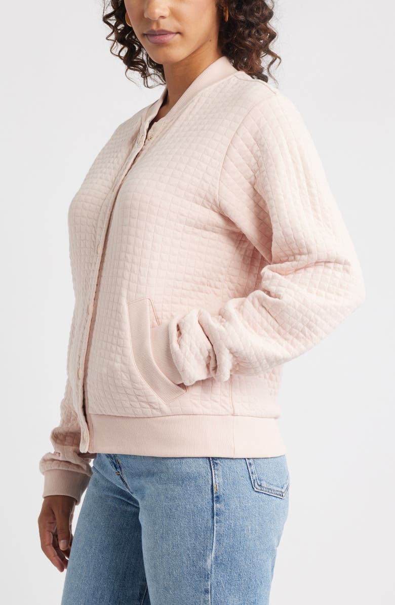 Caslon<sup>®</sup> Quilted Cotton Bomber Jacket, Alternate, color, Pink Smoke