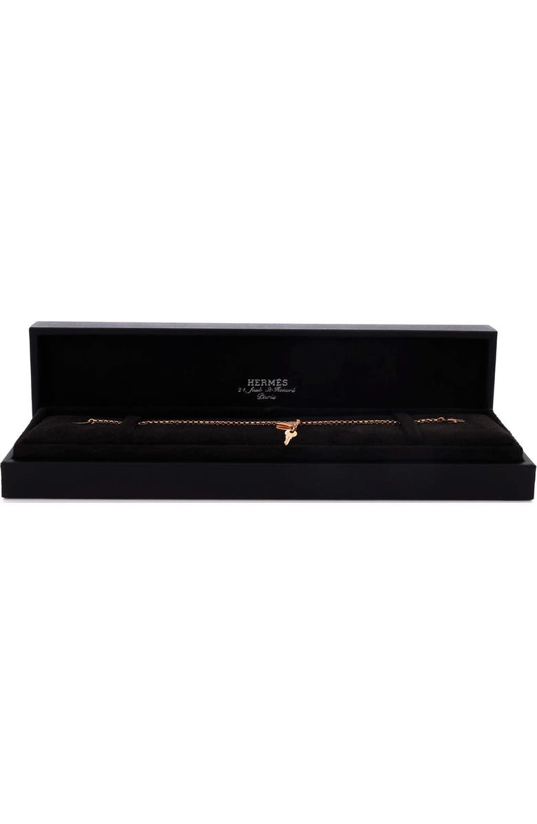 Pre-Owned Hermes Kelly Clochette Chain Bracelet 18K Rose Gold with Pave Diamonds Small, Alternate, color, Rose Gold