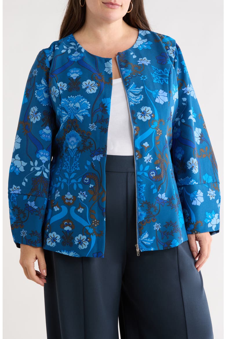 Palmate Floral Lutie Jacket, Alternate, color, TEAL-BLUE
