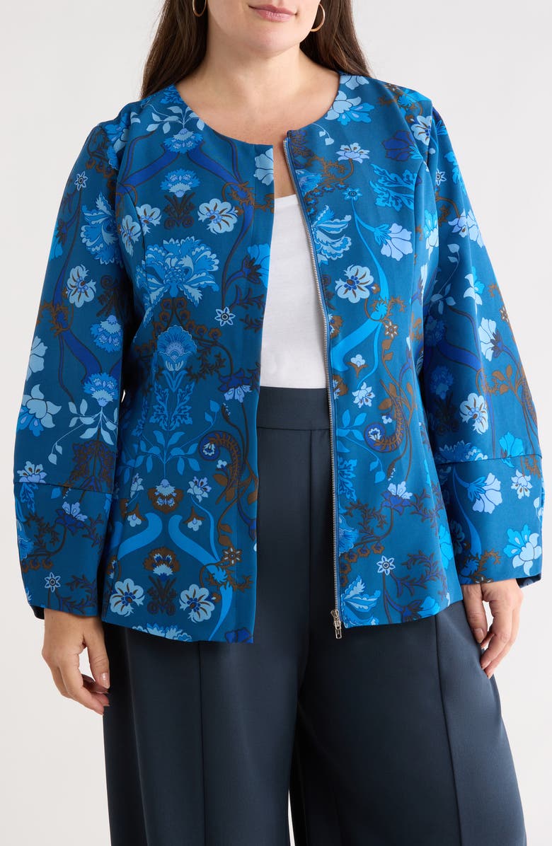 SUGARLIPS Palmate Floral Lutie Jacket, Alternate, color, Teal-Blue