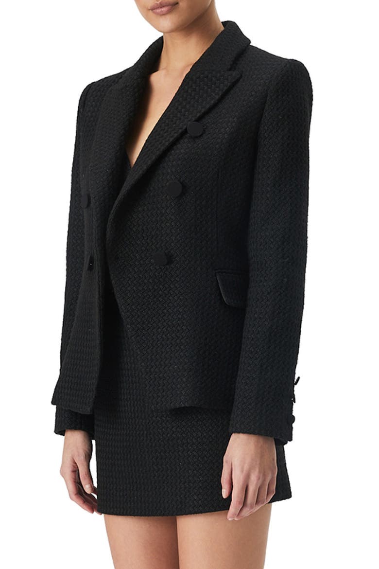 Double Breasted Bouclé Blazer, Alternate, color, BLACK