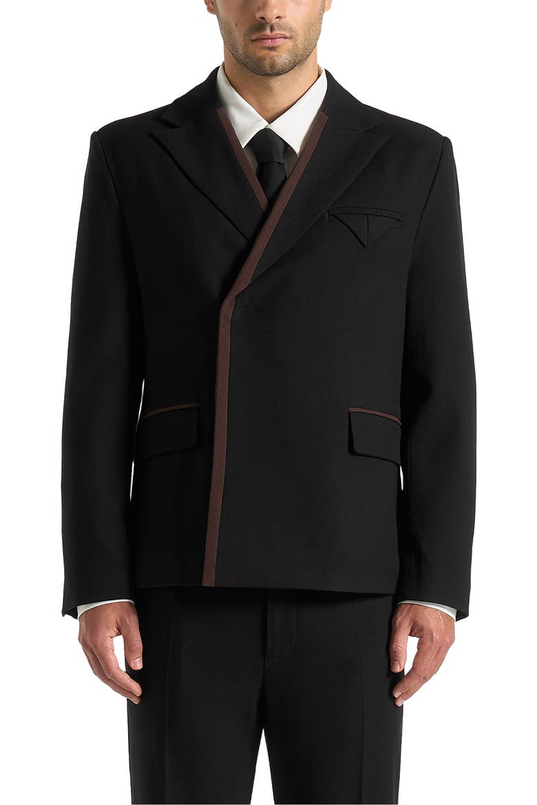 Alec Double Breasted Suit Jacket With Contrast Lapel, Main, color, Black