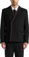 Manière De Voir Alec Double Breasted Suit Jacket With Contrast Lapel