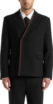 Manière De Voir Alec Double Breasted Suit Jacket With Contrast Lapel