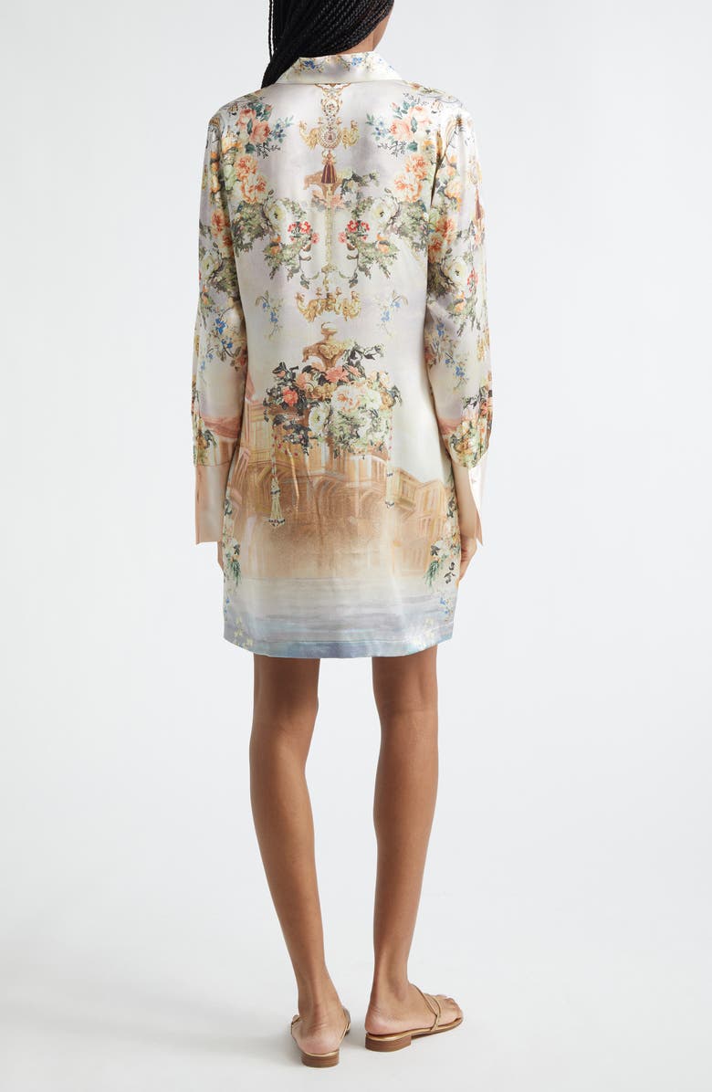 Camilla Twilight in Istanbul Long Sleeve Silk Satin Shirtdress, Alternate, color, Twilight In Istanbul