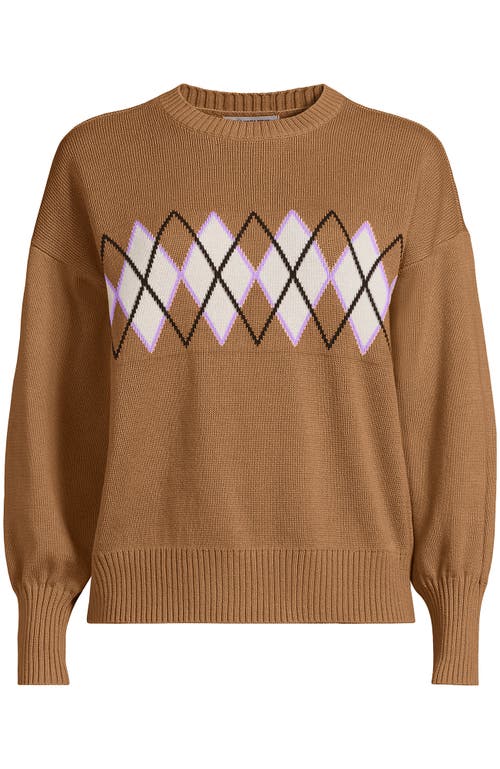 Lands' End Drifter Jersey Crewneck Sweater In Brown