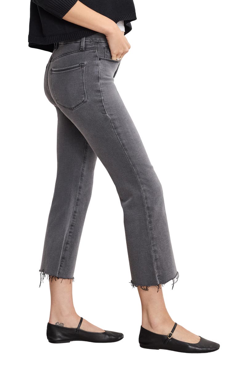 Good American Soft-Tech Good Legs Raw Hem Crop Mini Bootcut Jeans, Alternate, color, Black405