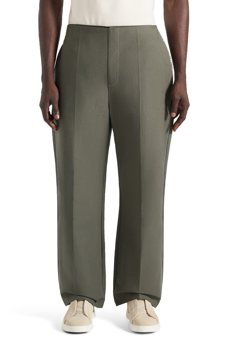 Manière De Voir Henri Foldover Trousers, Main, color, Olive