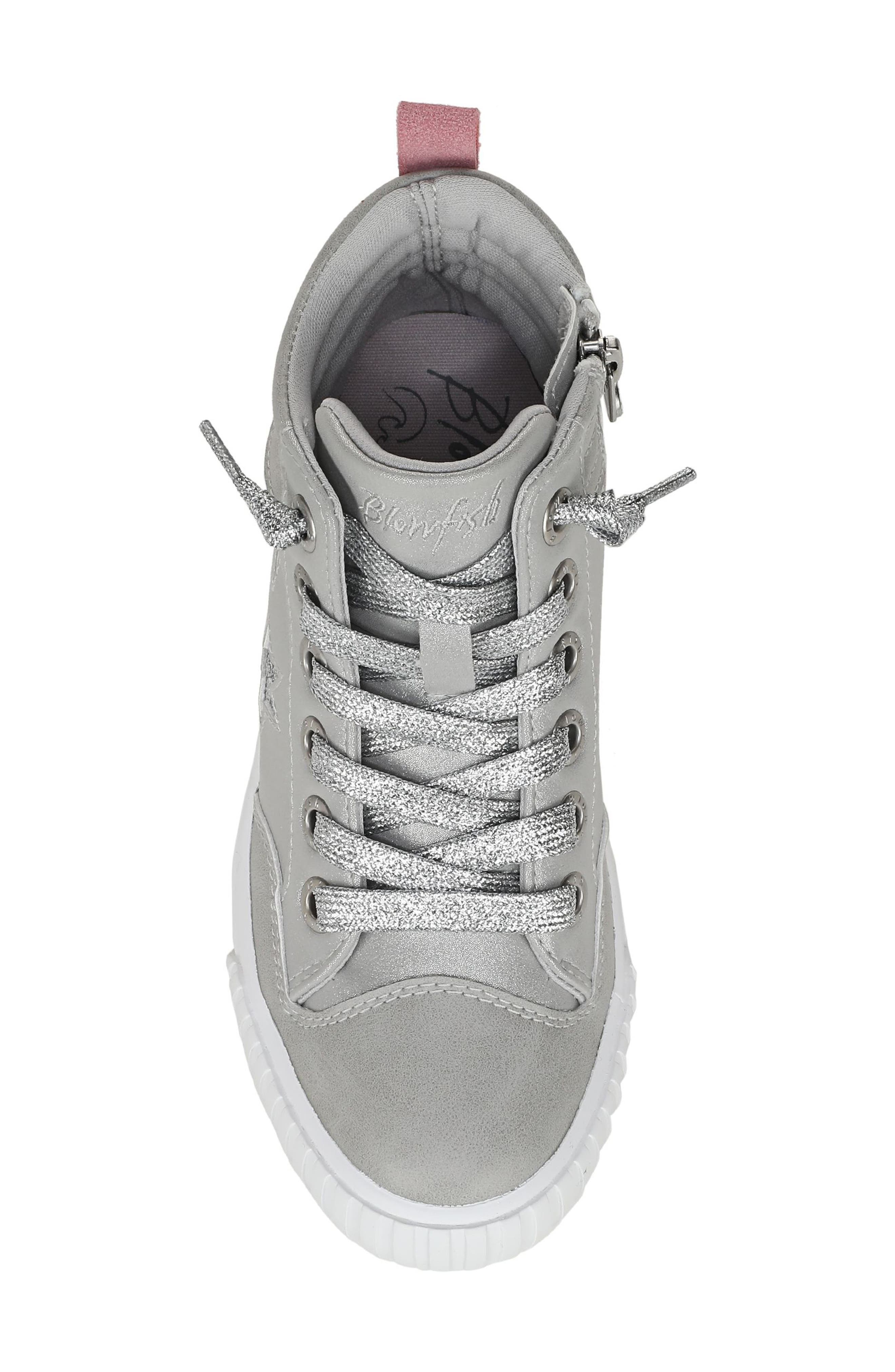Blowfish Malibu Kids' Wanderland Glitter Star High Top Sneaker, Alternate, color, Grey / Silver Glitter