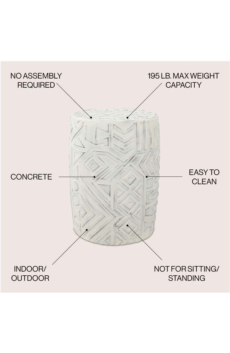 JONATHAN Y Rafi Southwestern Distressed Concrete Geometric Garden Stool, Round Indoor/Outdoor Patio Accent Side Table & Plant Stand, Alternate, color, Cream