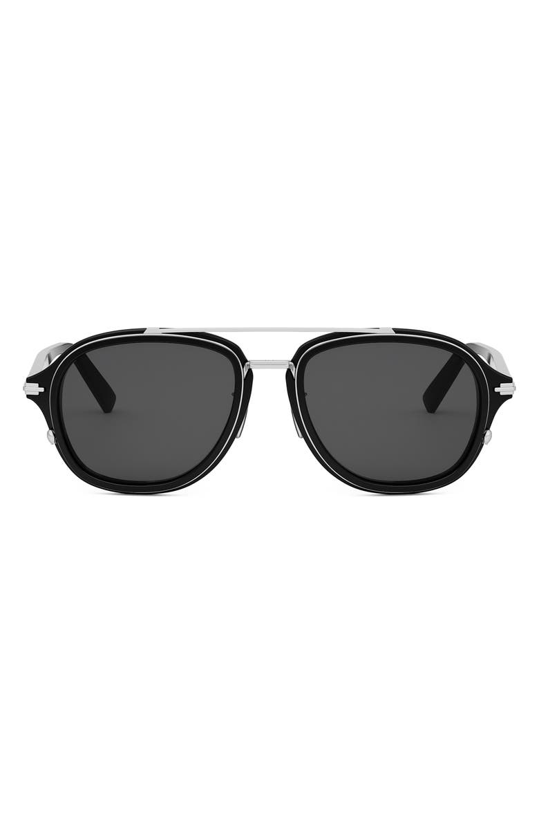 DIOR 'DiorBlackSuit A4U 53mm Pilot Sunglasses, Main, color, Shiny Black / Smoke