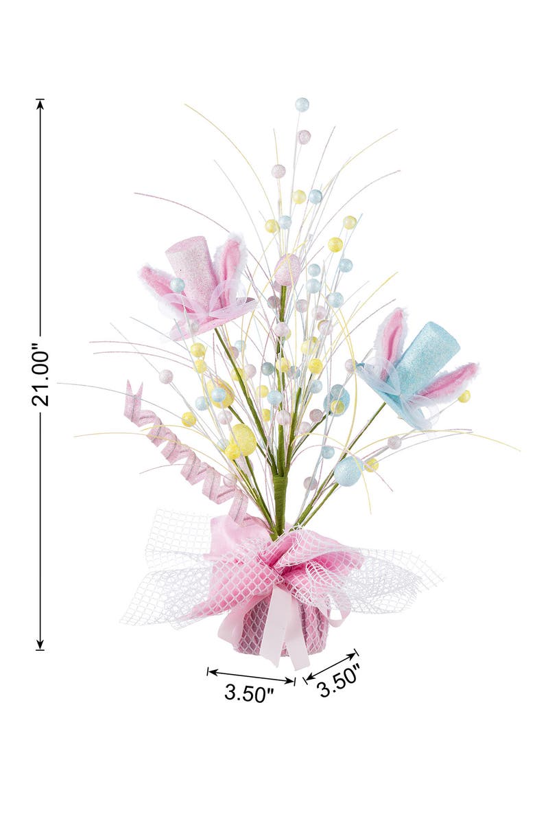 Glitzhome 21"H Easter Glitter Egg & Top Hat Table Tree, Alternate, color, Pink