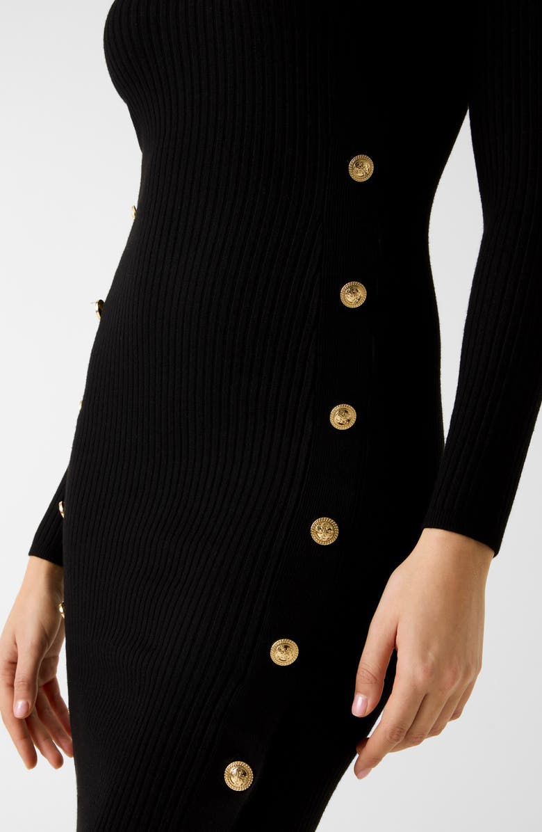 GUESS Ribbed Long Sleeve Sweater Dress, Alternate, color, Jblack-Black