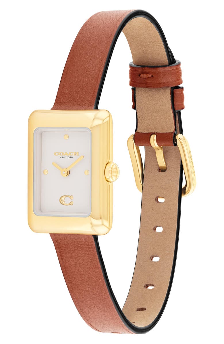 COACH Mara Leather Strap Watch, 22mm x 30mm, Alternate, color, Chalk