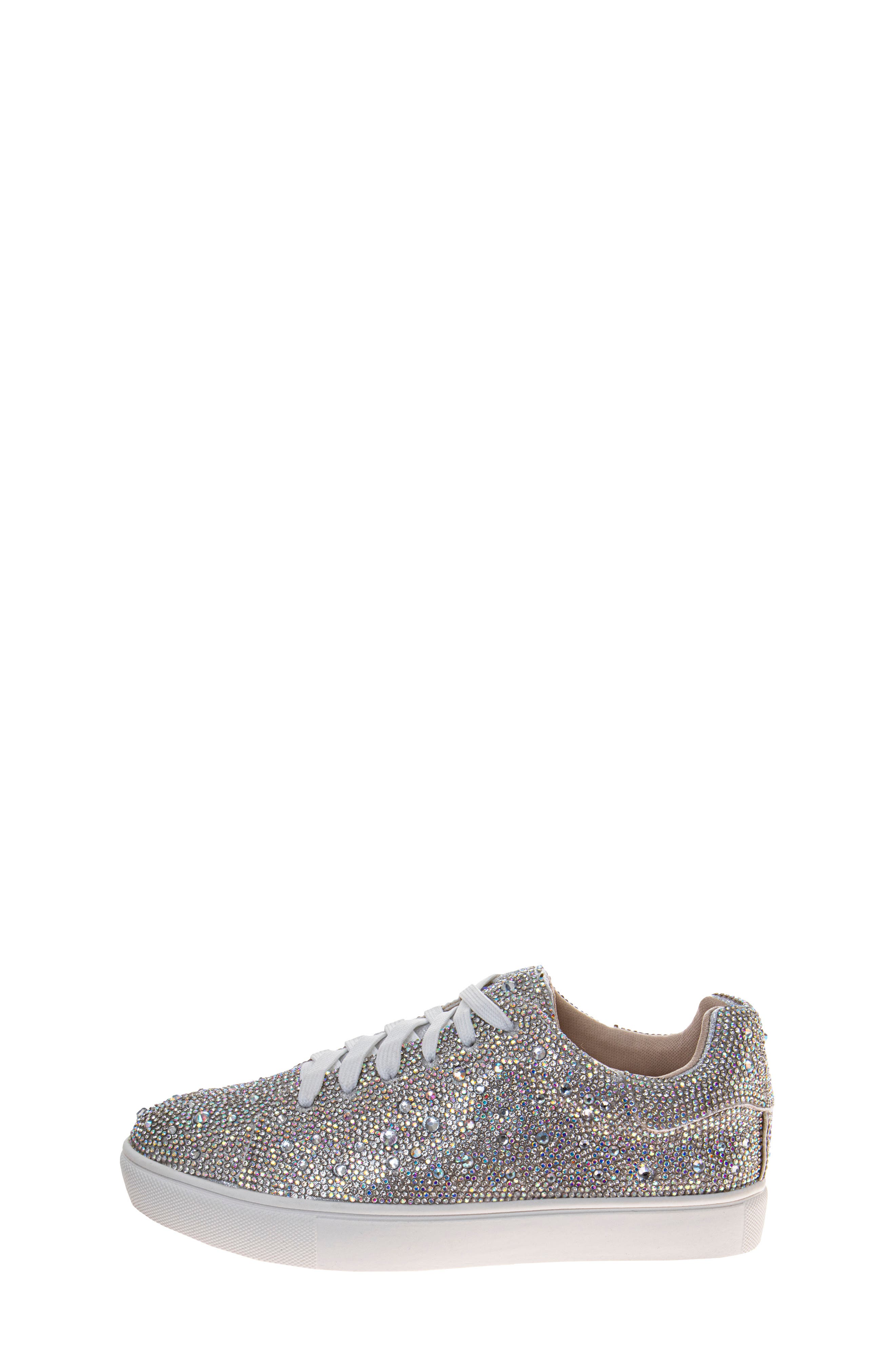 Kids' Glitzy Sneaker, Alternate, color, SILVER