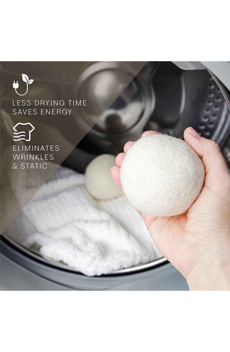 PURSONIC 100% Pure New Zealand Wool Dryer Balls, Alternate, color, White