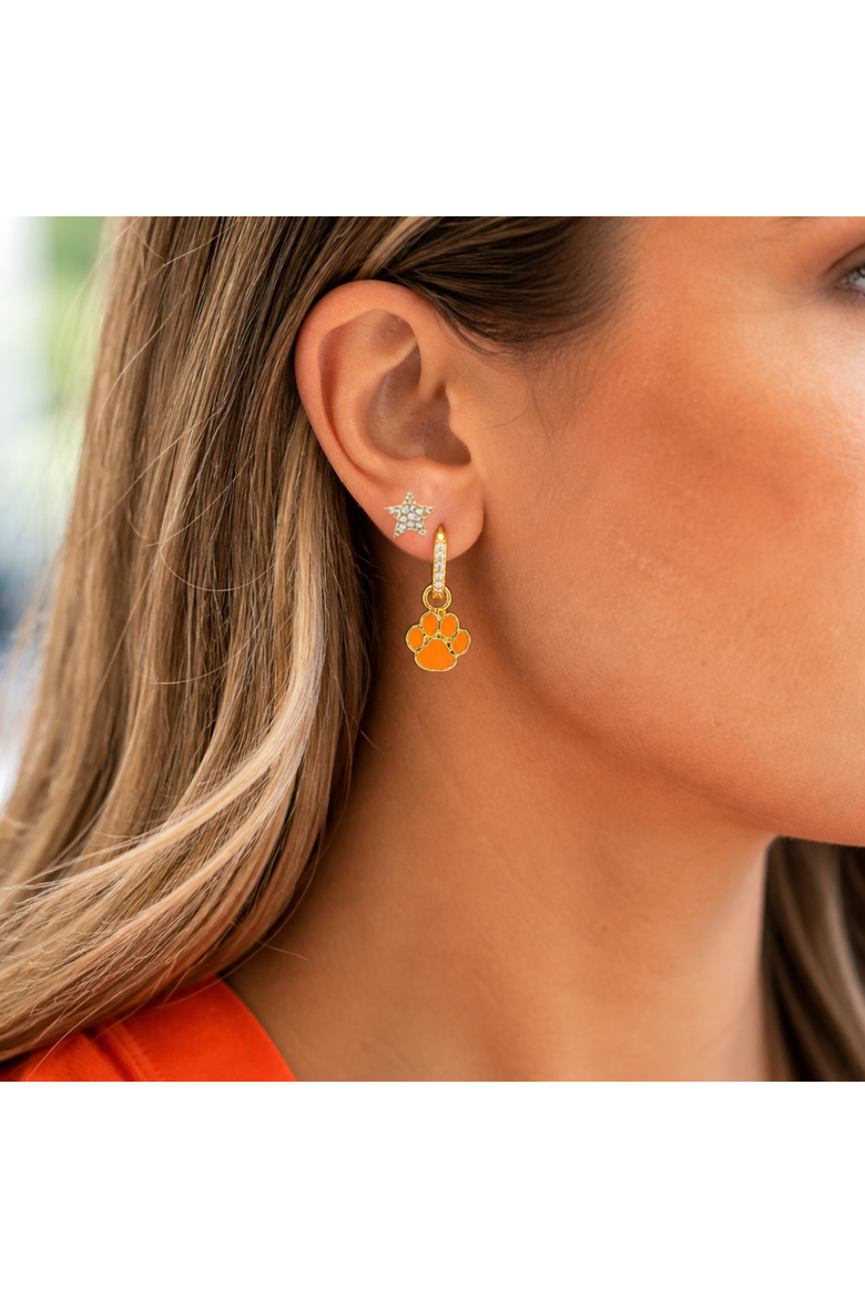 Clemson University Pennant Pair Earring Set, Alternate, color, Yellow Gold