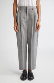 PARTOW Rosen Pleated Textured Stripe Virgin Wool Pants