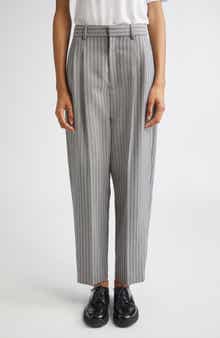 PARTOW Rosen Pleated Textured Stripe Virgin Wool Pants