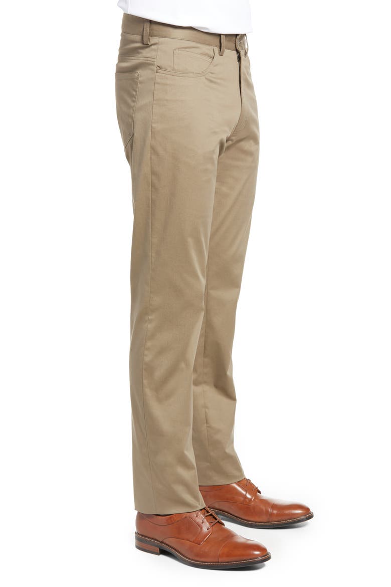 Charleston Khakis Flat Front Stretch Twill Dress Pants, Alternate, color, DK KHAKI