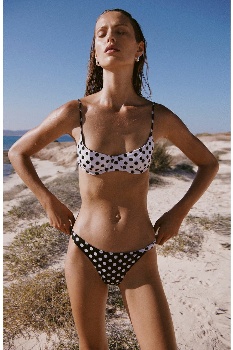 Reversible Polka Dot Cheeky Bikini Bottoms, Alternate, color, BLACK
