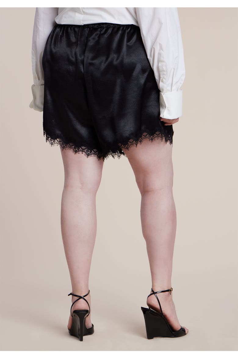 Satin Lace Trim Short, Alternate, color, BLACK ONYX