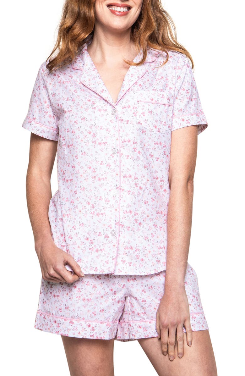 Petite Plume Floral Short Cotton Pajamas, Main, color, 