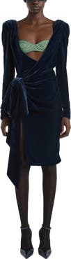 Balmain Velvet Dress with Lace Bra and Tie Detail
