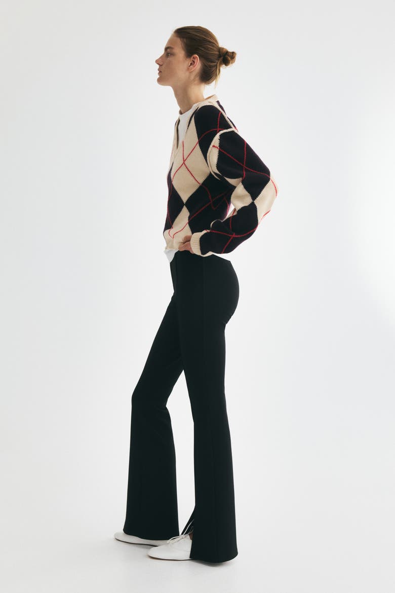 Flared Creased Leggings, Alternate, color, Black