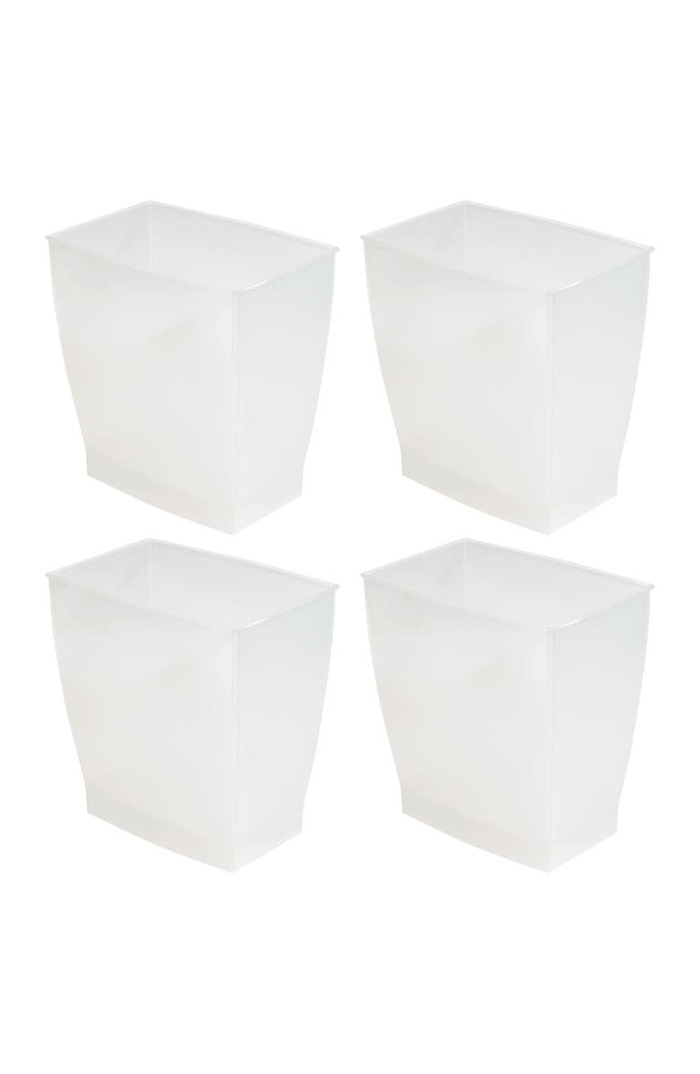 iDesign Small Rectangular Bathroom Trash Cans - Set of 4 - Gray, Main, color, Frost