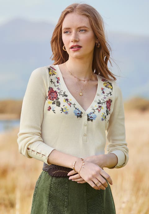 Stretch Cotton Henley Tee