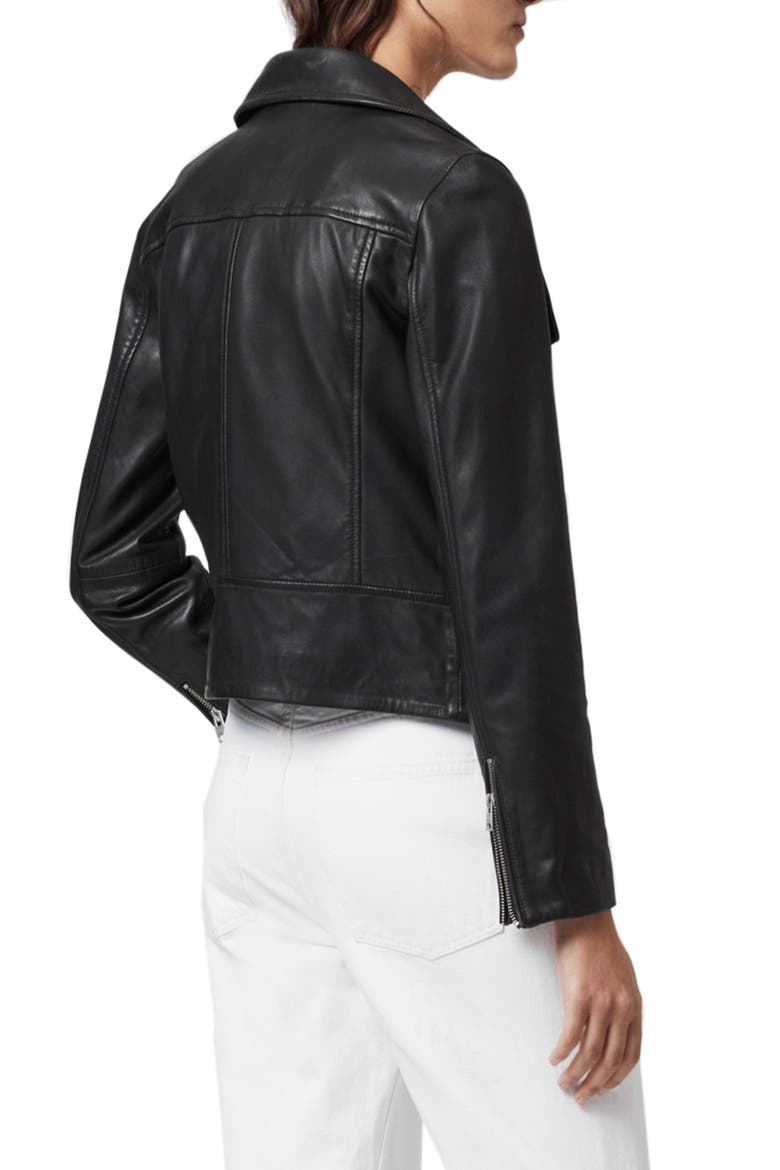 Bales Leather Biker Jacket, Alternate, color, BLACK