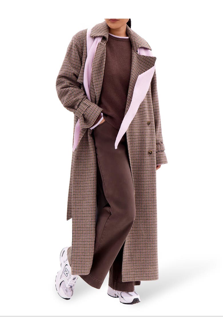 Multi Check Trench Belted Coat, Alternate, color, Multi