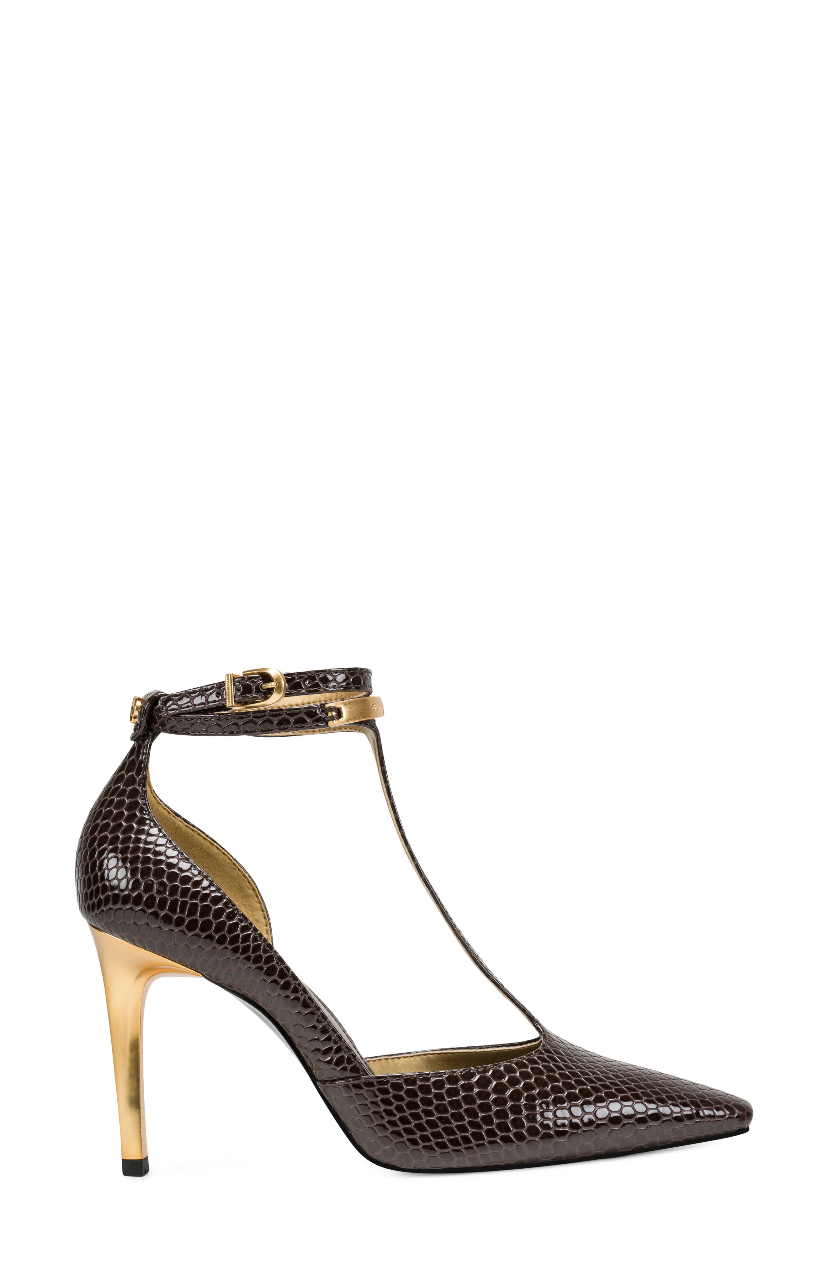 Samuel Snakeskin Embossed T-Strap Pump, Alternate, color, CANYON