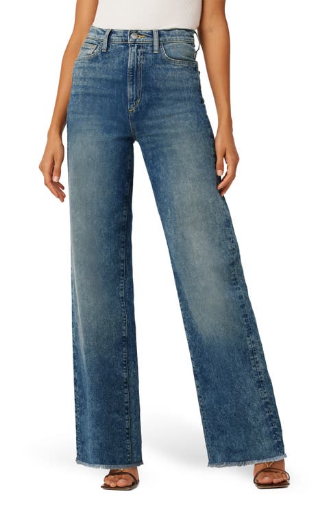 The Mia High Waist Frayed Wide Leg Jeans (Gila)
