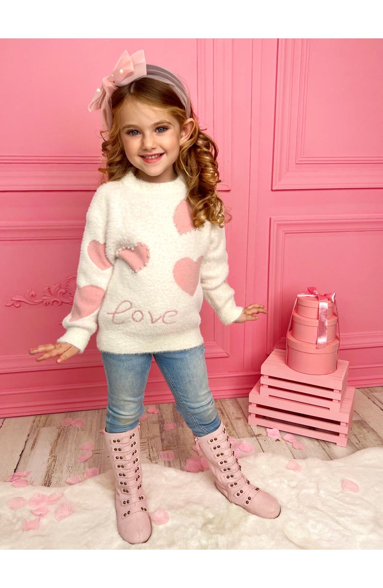 Mia Belle Girls Made To Love You Pearl Knit Sweater, Alternate, color, 