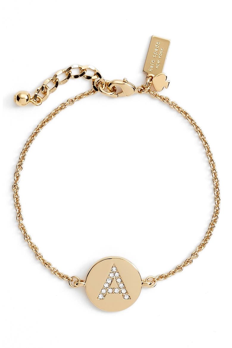 'north court' pavé initial charm bracelet, Main, color, GOLD- A