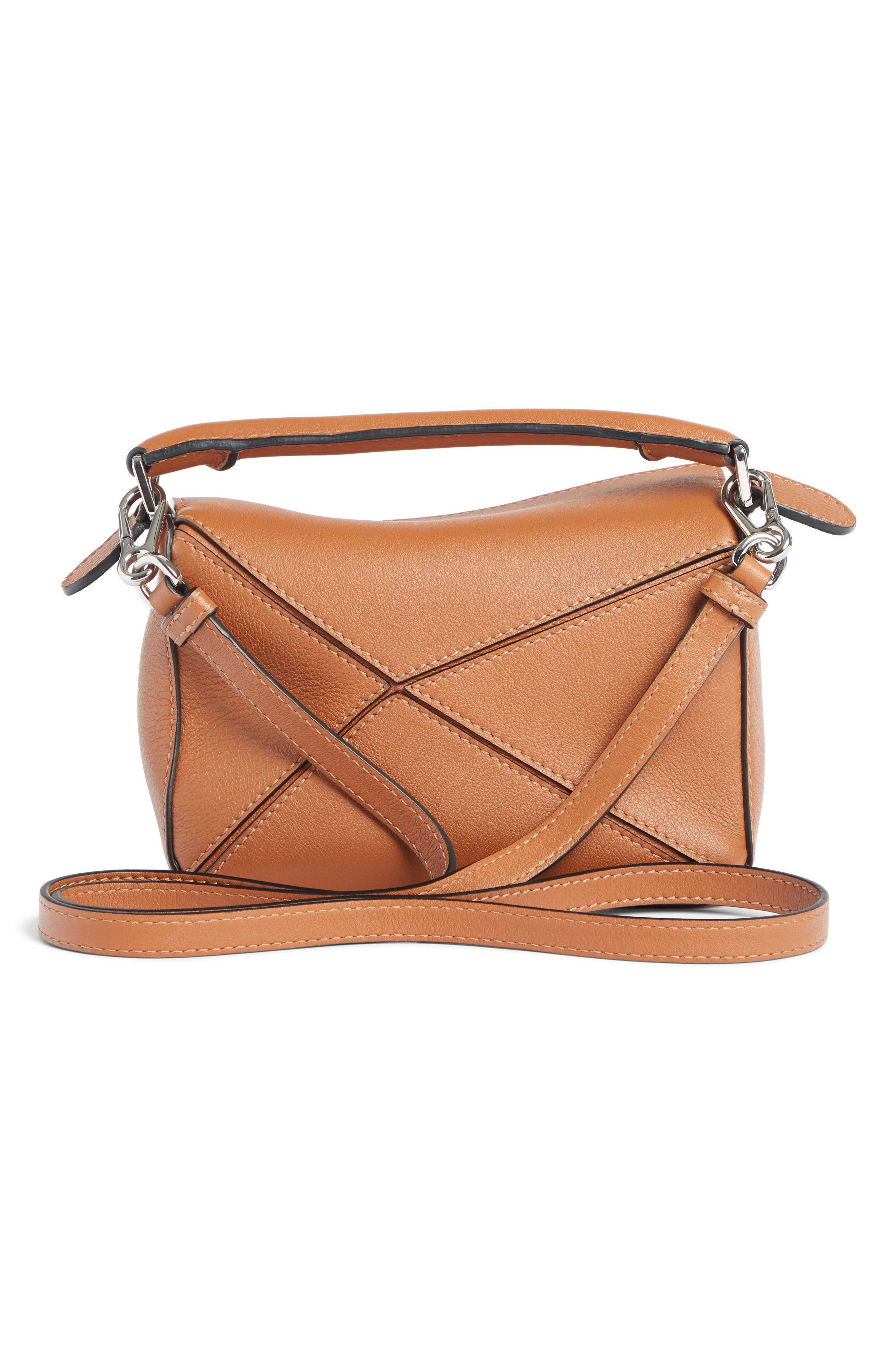 Mini Puzzle Calfskin Leather Bag, Alternate, color, TAN