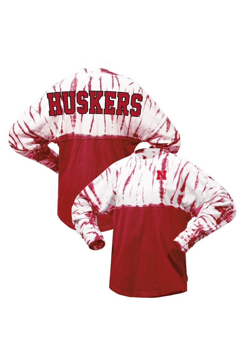Women's Scarlet Nebraska Huskers Tie-Dye Long Sleeve Jersey T-Shirt, Main, color, Scarlet
