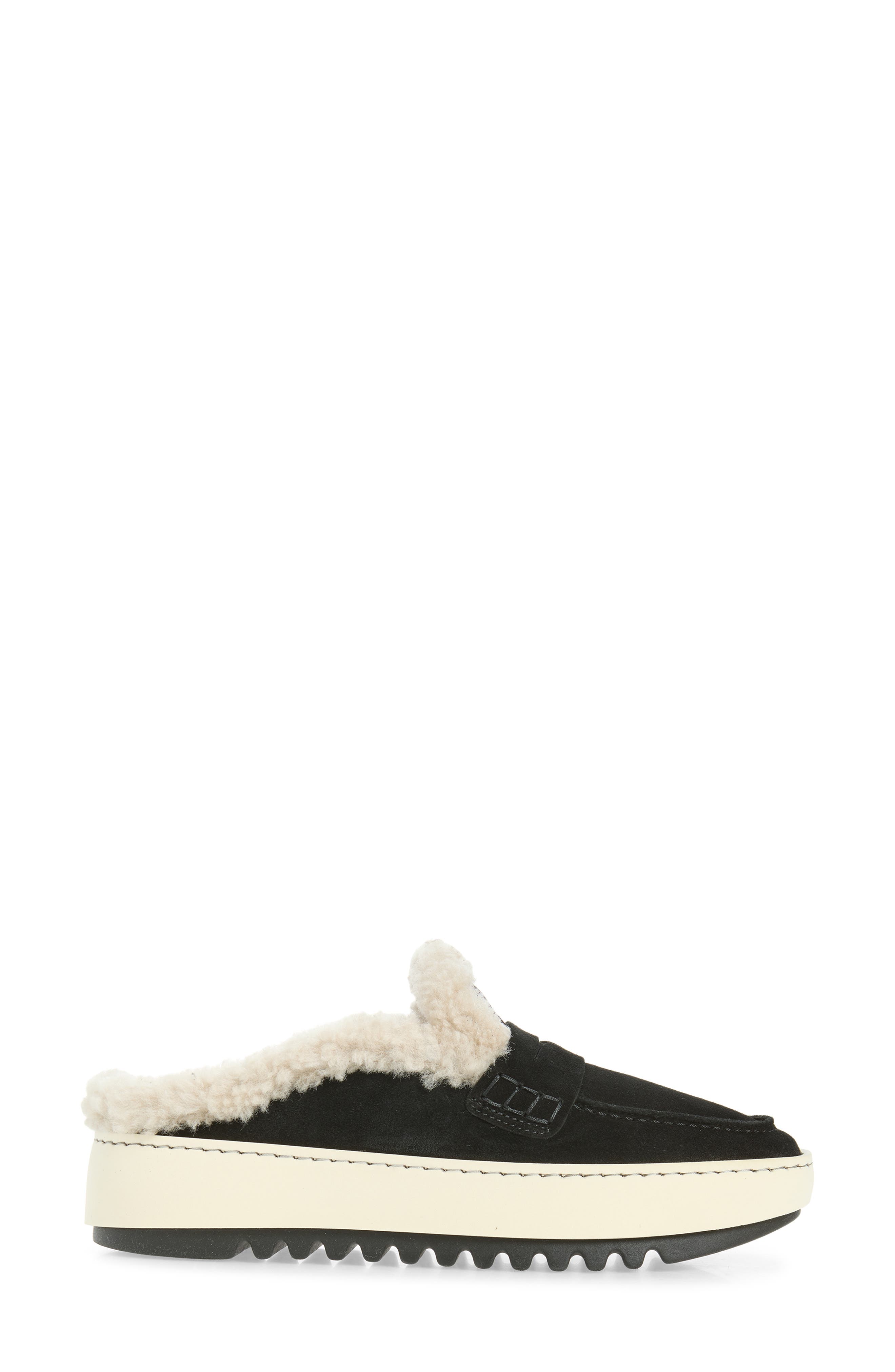 Amata Genuine Shearling Lined Weatherproof Mule, Alternate, color, BLACK/ ECRU