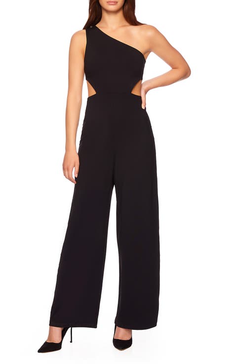 One-Shoulder Cutout Wide Leg Jumpsuit