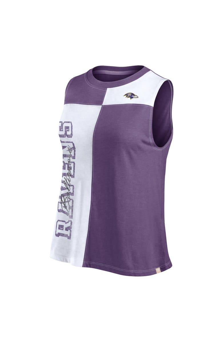 FANATICS Women's Fanatics Branded Purple/White Baltimore Ravens Script Color Block Tank Top, Alternate, color, Purple