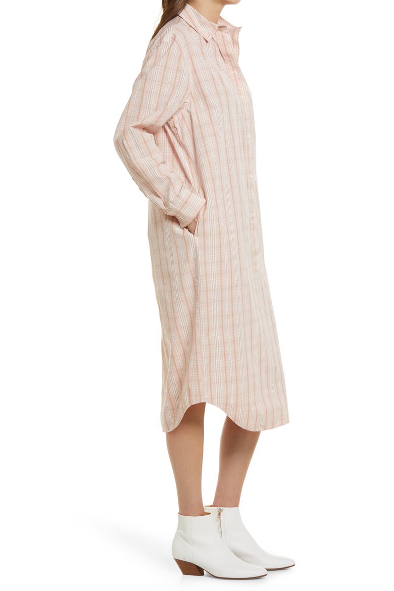 Plaid Long Sleeve Poplin Shirtdress, Alternate, color, PINK MATSON PLAID