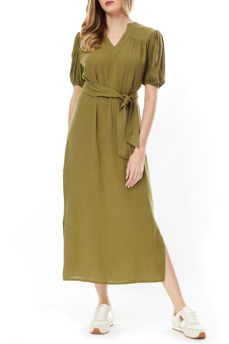 Montana Challis Midi Dress, Main, color, OLIVE BRANCH