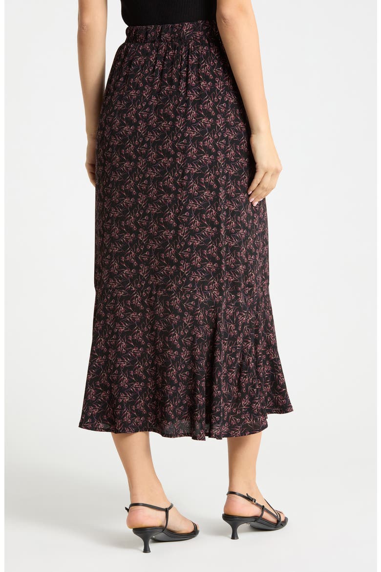 Floral Midi Skirt, Alternate, color, BLACK- BURGUNDY LINA DITSY