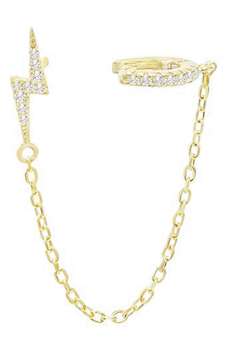 Adina's Jewels Pavé Lightning Bolt Stud & Cuff Earring, Main, color, 