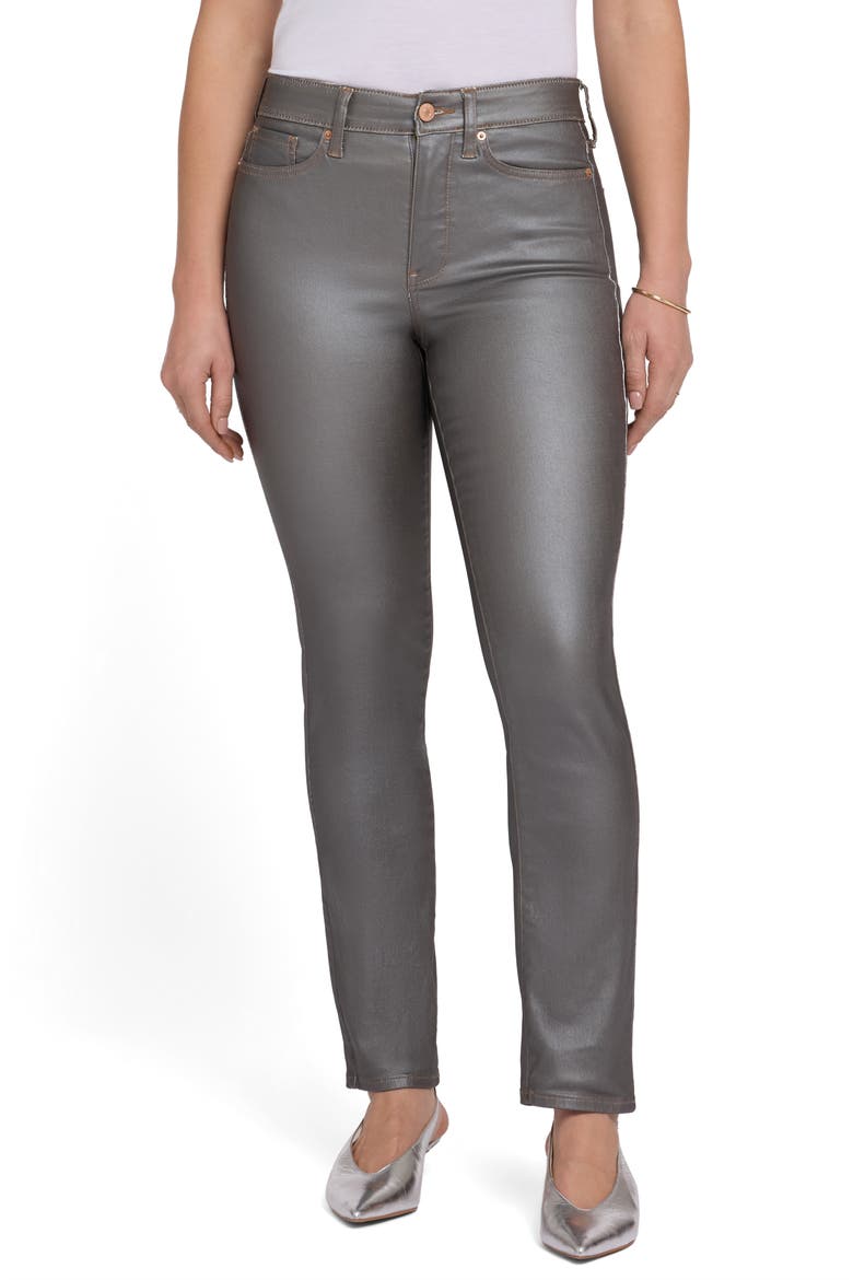 Sheri Coated Slim Straight Leg Jeans, Main, color, COATED PEWTER