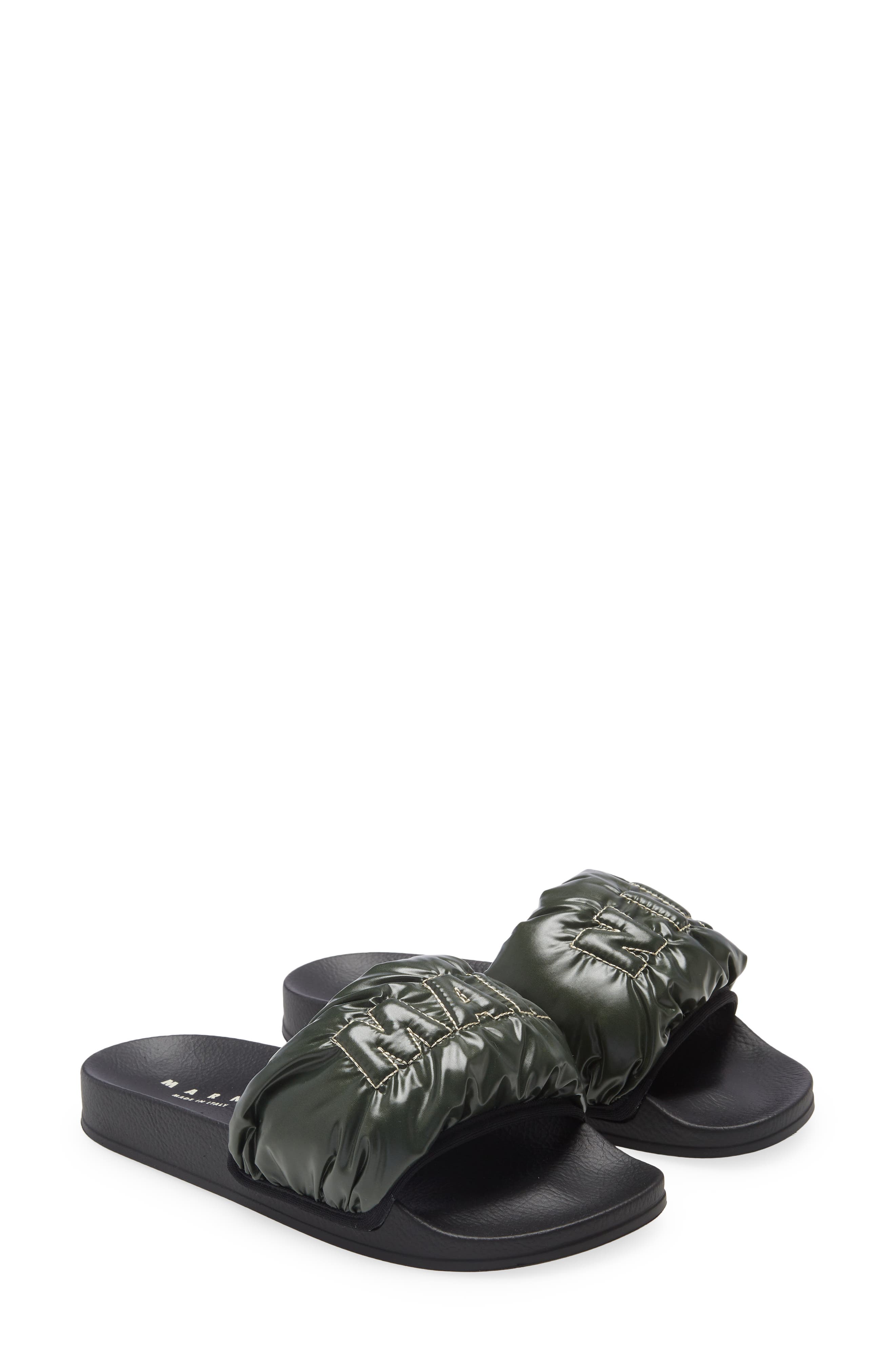 Marni Logo Puffy Pool Slide Sandal, Main, color, 
