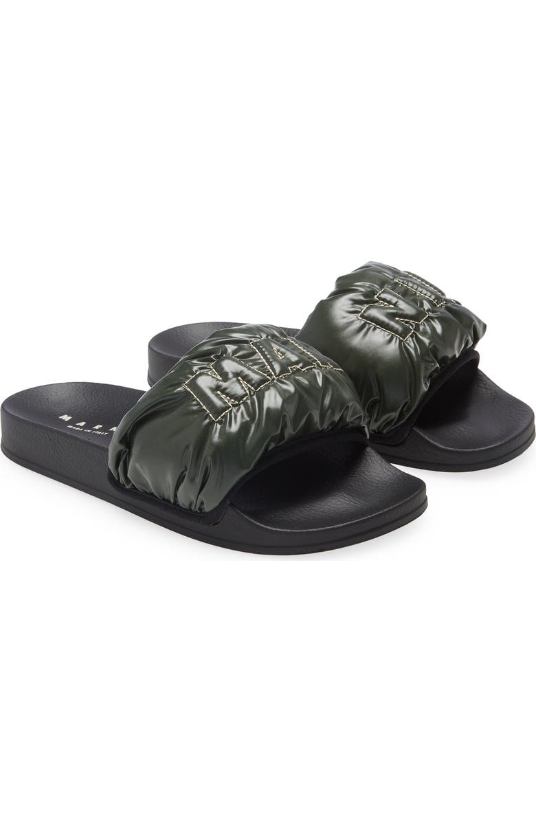 Marni Logo Puffy Pool Slide Sandal, Main, color,
