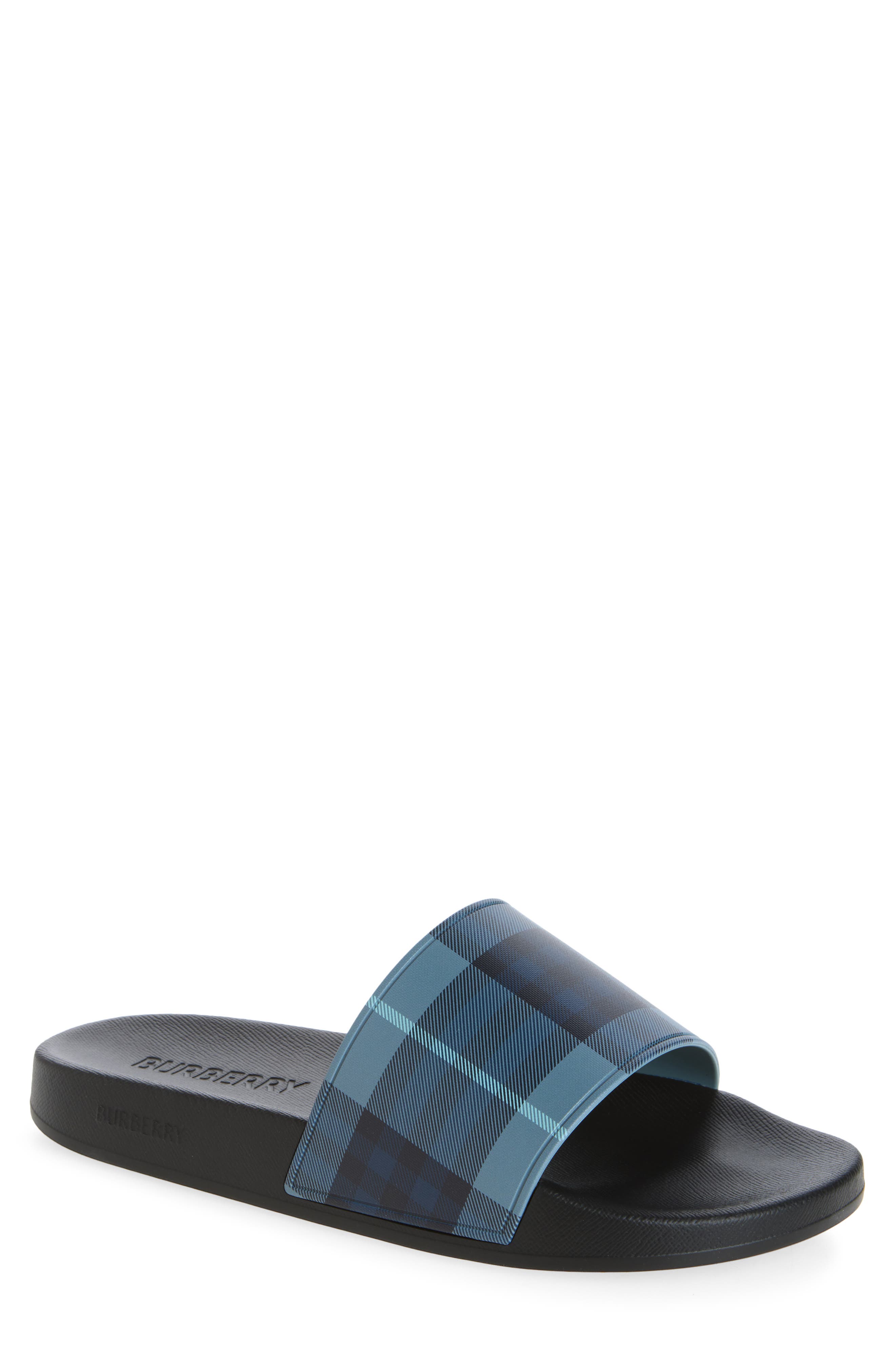 Furley Check Slide Sandal, Main, color, ARCTIC BLUE IP CHECK